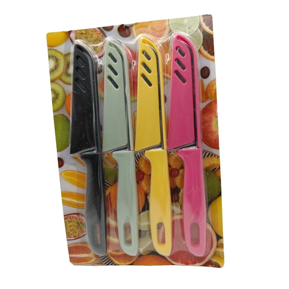Paring Knifes With Knife Sheath 4 Pack Colored
